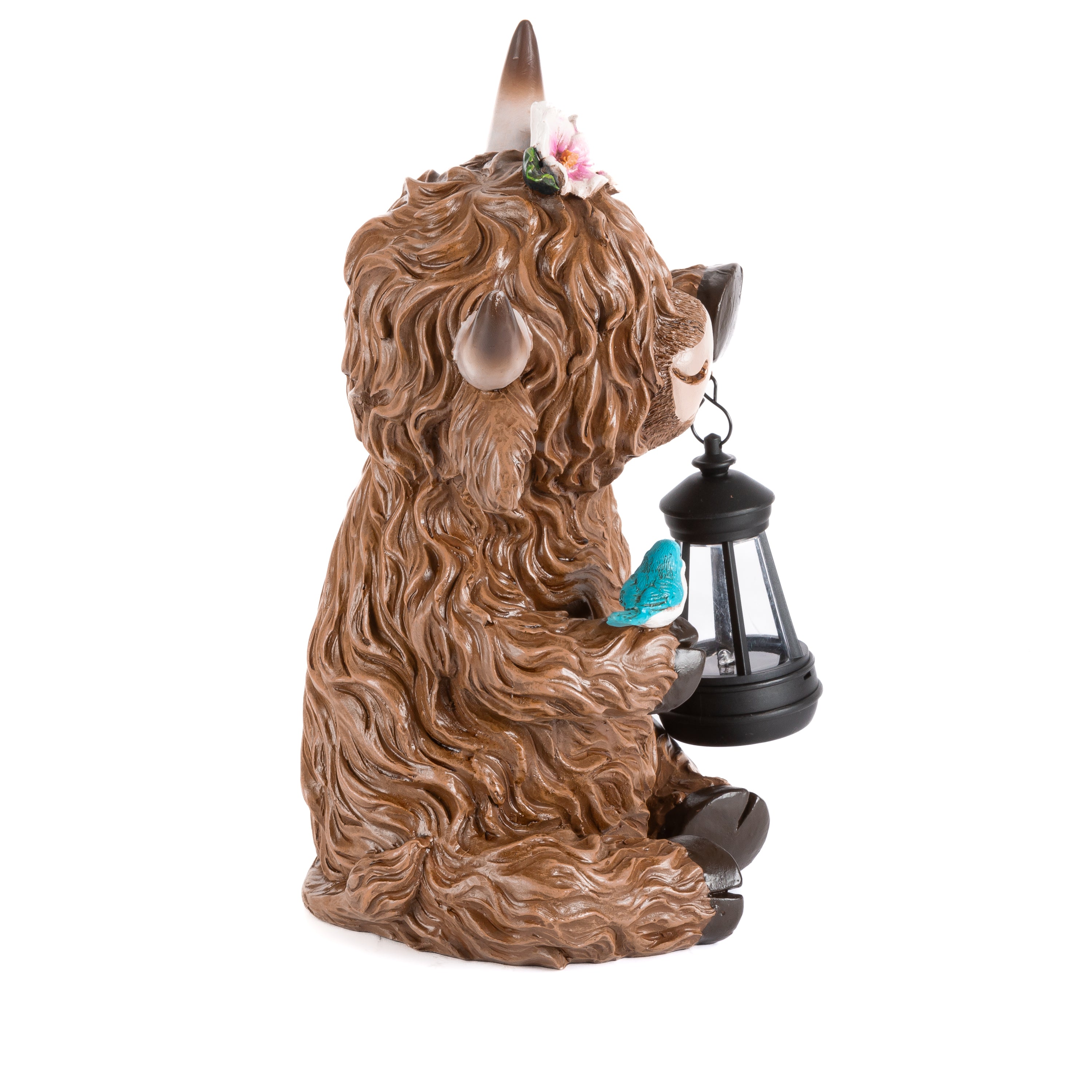 12.4 inch Solar Lighted Resin Highland Cow with Lantern